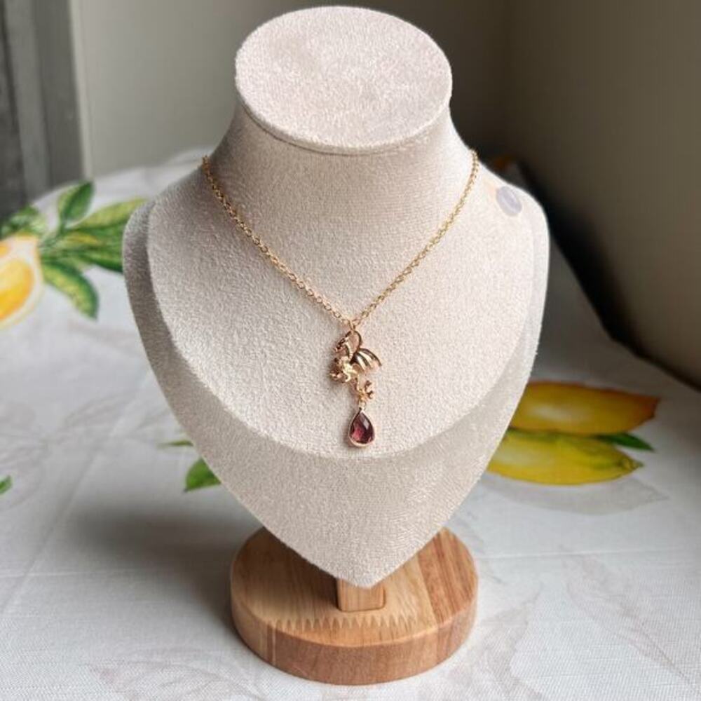 Garnet Wine Dragon Necklace, Victorian Historical Whimsical Fun Gift Necklace